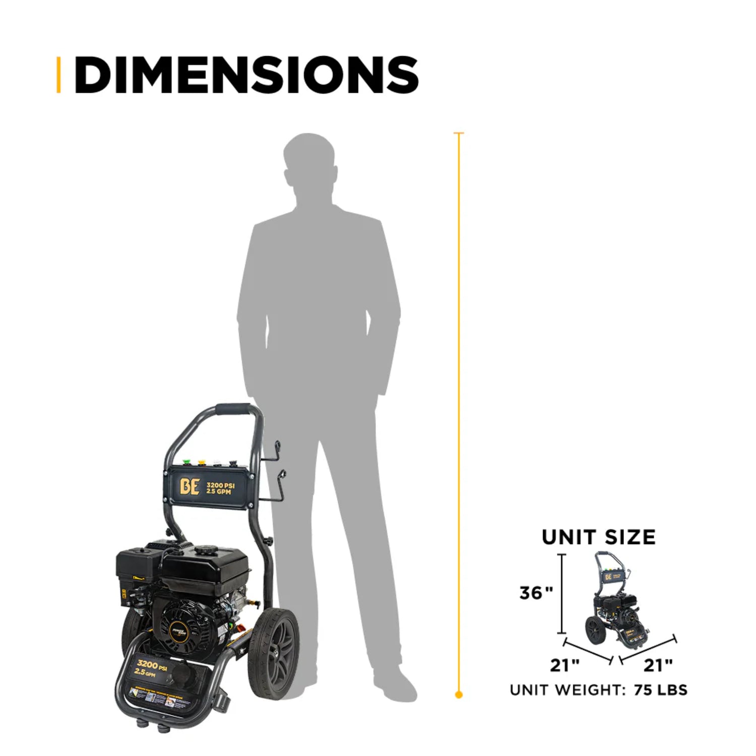 BE Power BE327PX 3,200 PSI 2.5 GPM Powerease Gas Pressure Washer