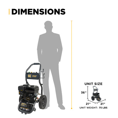 BE Power BE327PX 3,200 PSI 2.5 GPM Powerease Gas Pressure Washer