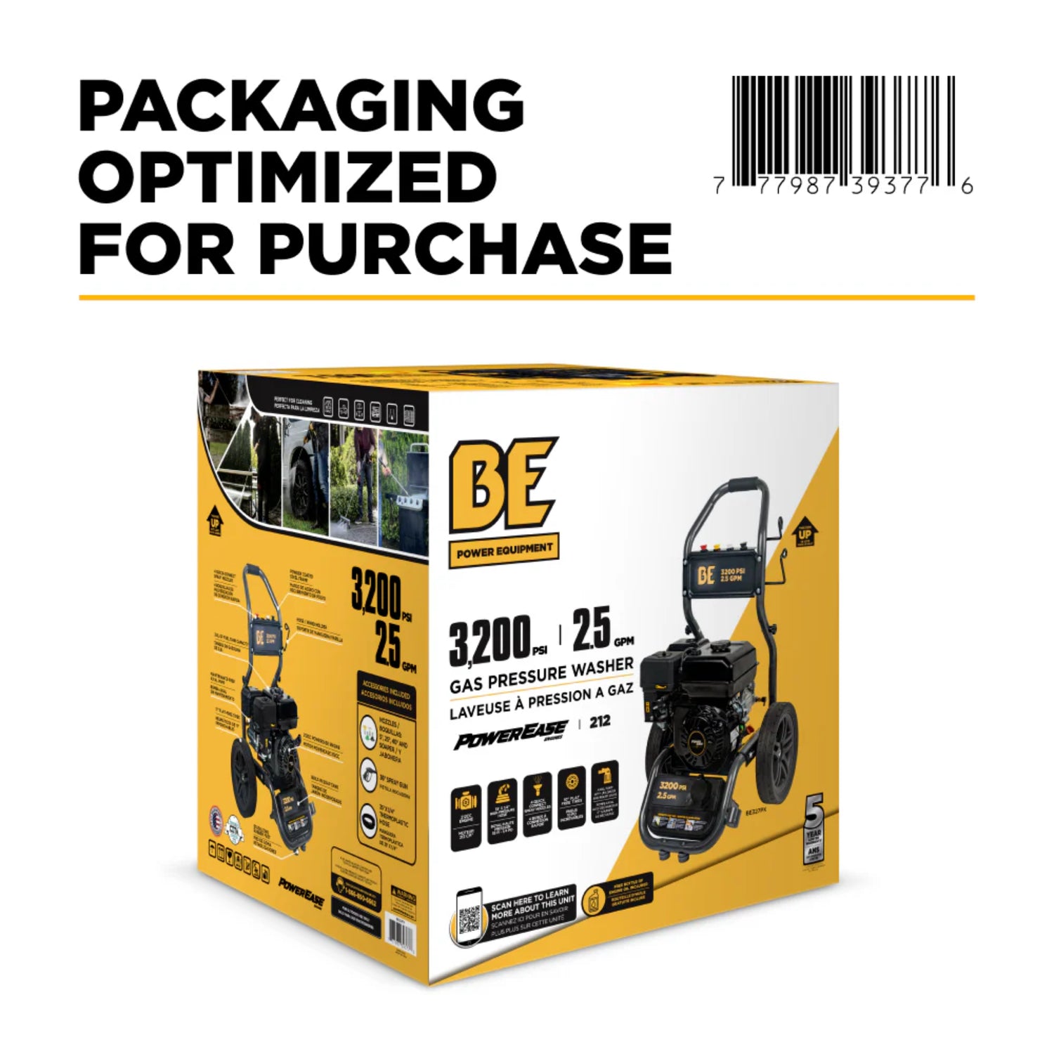 BE Power BE327PX 3,200 PSI 2.5 GPM Powerease Gas Pressure Washer