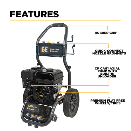 BE Power BE327PX 3,200 PSI 2.5 GPM Powerease Gas Pressure Washer