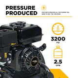 BE Power BE327PX 3,200 PSI 2.5 GPM Powerease Gas Pressure Washer