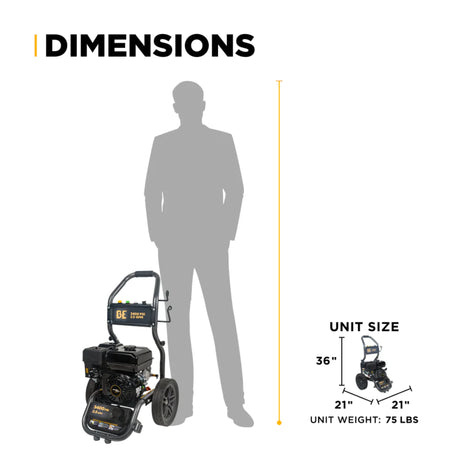 BE Power BE3475PX 3,400 PSI 2.5 GPM Powerease Gas Pressure Washer