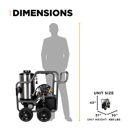 BE Power 1,500 PSI Electric Hot Water Pressure Washer with Built-In Diesel Burner