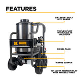 BE Power 1,500 PSI Electric Hot Water Pressure Washer with Built-In Diesel Burner