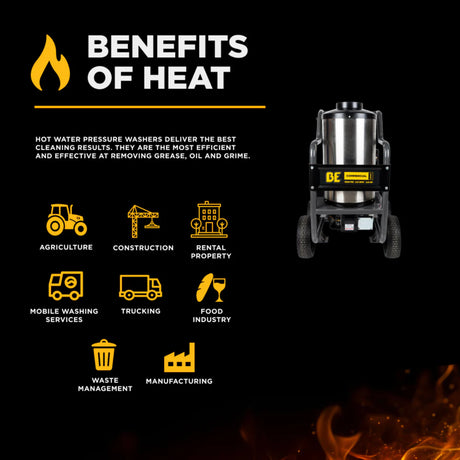 BE Power 1,500 PSI Electric Hot Water Pressure Washer with Built-In Diesel Burner