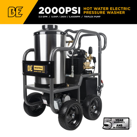 BE Power HW205EBA 2,000 PSI Hot Water Electric Pressure Washer