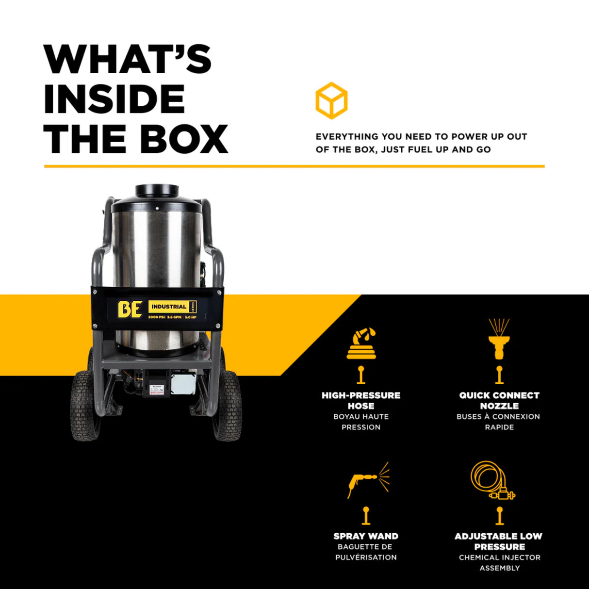 BE Power HW205EBA 2,000 PSI Hot Water Electric Pressure Washer