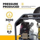 BE Power 3,000 PSI Truck-Mount Hot Water Pressure Washer with Honda GX690 Engine