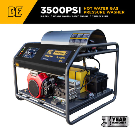 BE Power 3,500 PSI 5.5 GPM Truck-Mount Hot Water Pressure Washer with Honda GX690 Engine