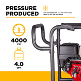 BE Power 4,000 PSI Hot Water Pressure Washer with Honda GX390 Engine