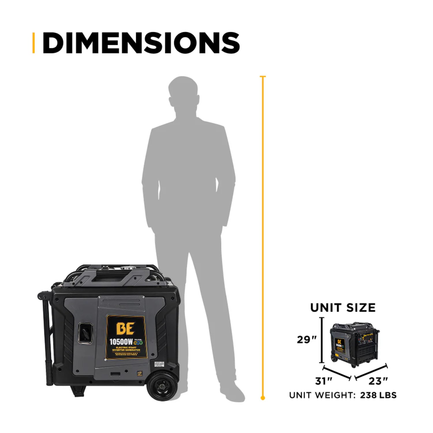 BE Power Equipment BE10500IT 10500W Tri-Fuel Digital Portable Inverter 458cc Generator