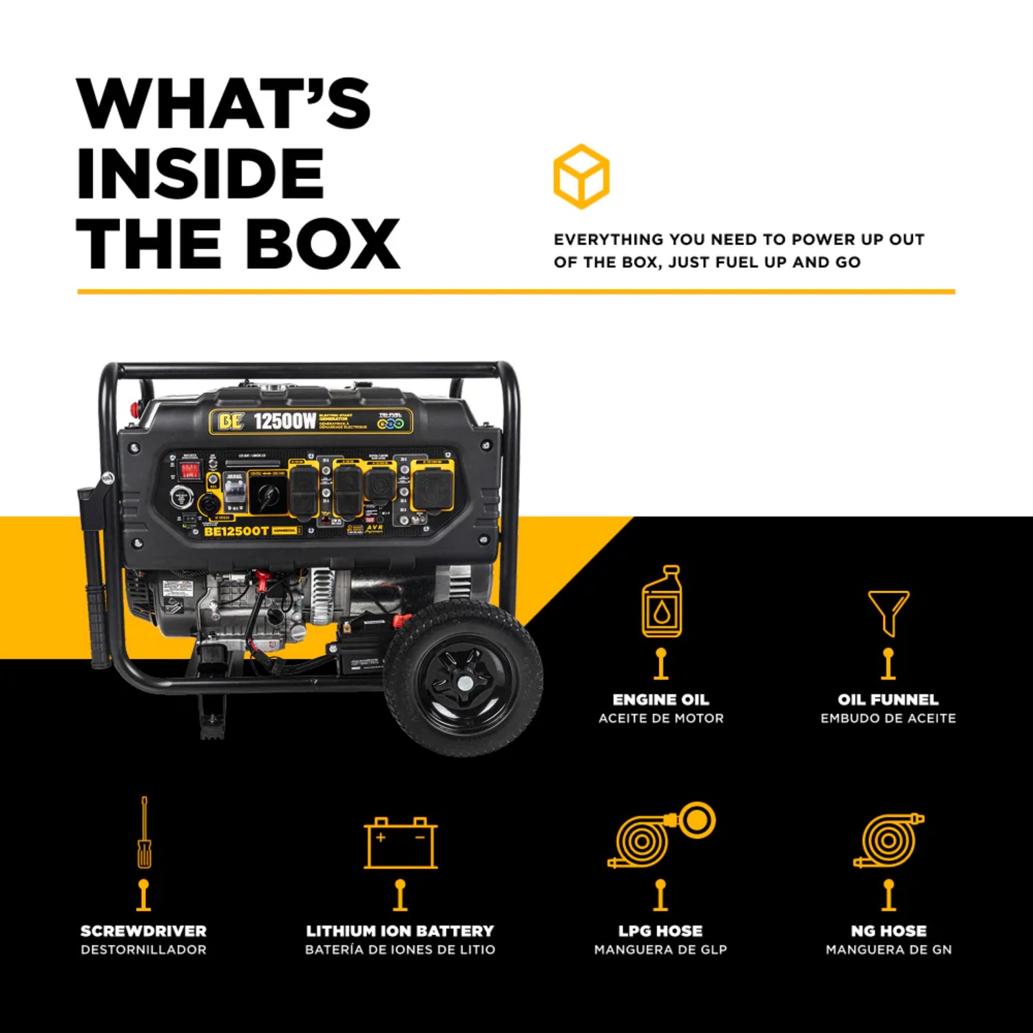 BE Power Equipment 12500W Portable Generator, Powerease 458cc Engine