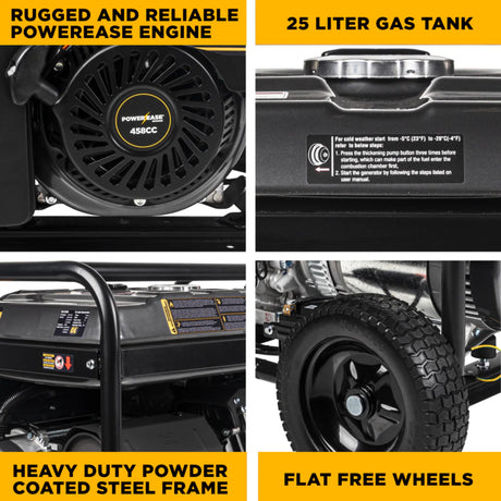 BE Power Equipment 12500W Portable Generator, Powerease 458cc Engine
