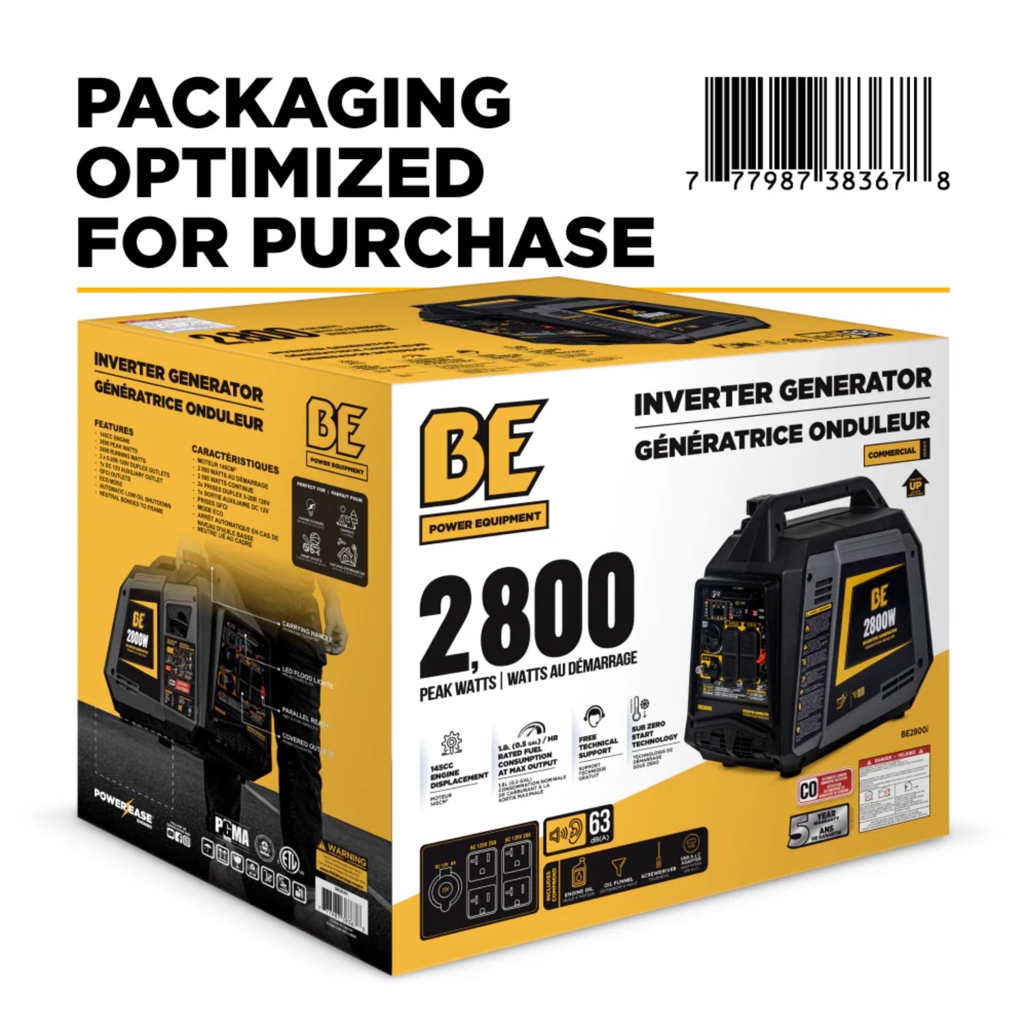 BE Power Equipment BE2800i 2800W Digital Portable Inverter 145cc Generator