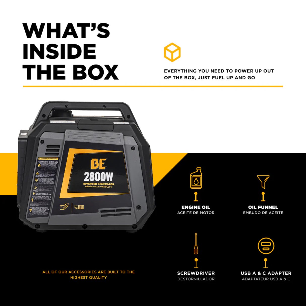 BE Power Equipment BE2800i 2800W Digital Portable Inverter 145cc Generator