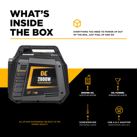 BE Power Equipment BE2800i 2800W Digital Portable Inverter 145cc Generator