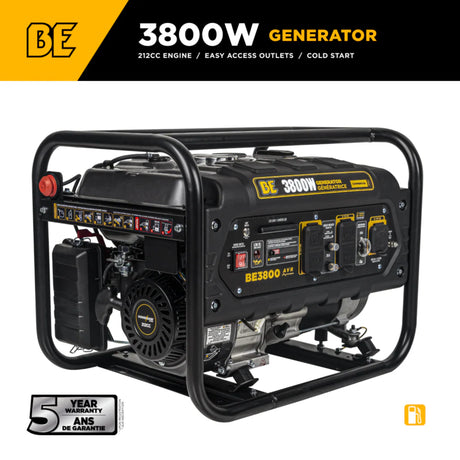 BE Power Equipment 3800W Portable Generator, Powerease 212cc Engine