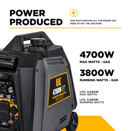 BE Power Equipment BE4700ID 4700W Dual-Fuel Digital Portable Inverter 160cc Generator