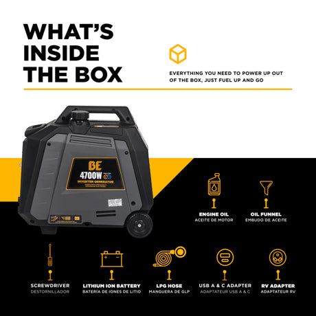 BE Power Equipment BE4700ID 4700W Dual-Fuel Digital Portable Inverter 160cc Generator