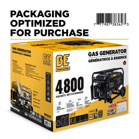 BE Power Equipment 4800W Portable Generator, Powerease 223cc Engine