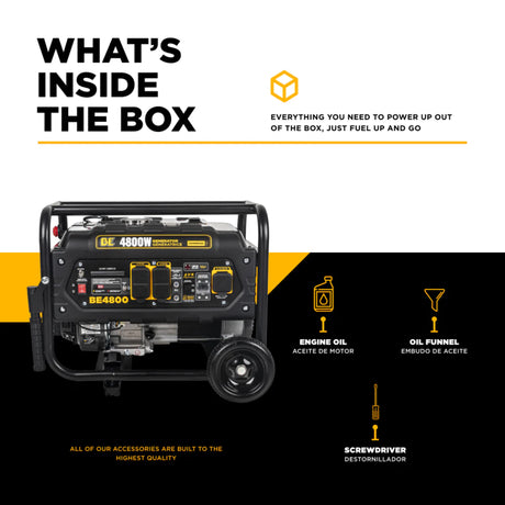 BE Power Equipment 4800W Portable Generator, Powerease 223cc Engine
