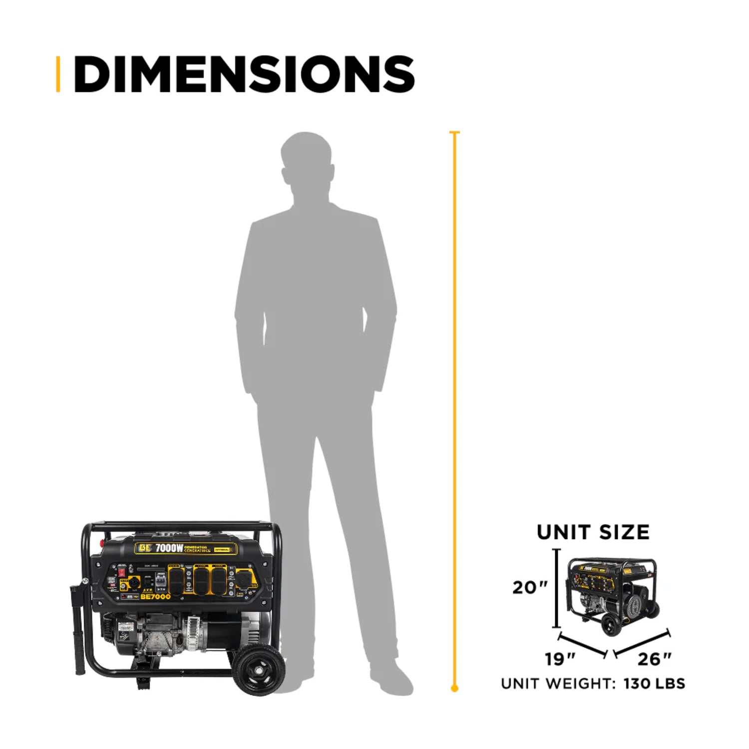 BE Power Equipment 7000W Portable Generator, Powerease 312cc Engine