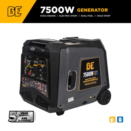 BE Power Equipment BE7500ID 7500W Dual-Fuel Digital Portable Inverter 312cc Generator