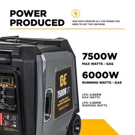BE Power Equipment BE7500ID 7500W Dual-Fuel Digital Portable Inverter 312cc Generator