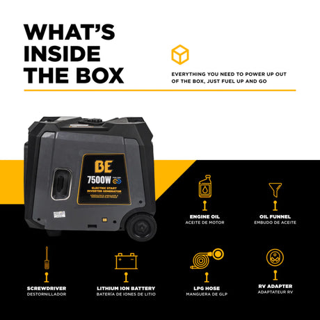 BE Power Equipment BE7500ID 7500W Dual-Fuel Digital Portable Inverter 312cc Generator