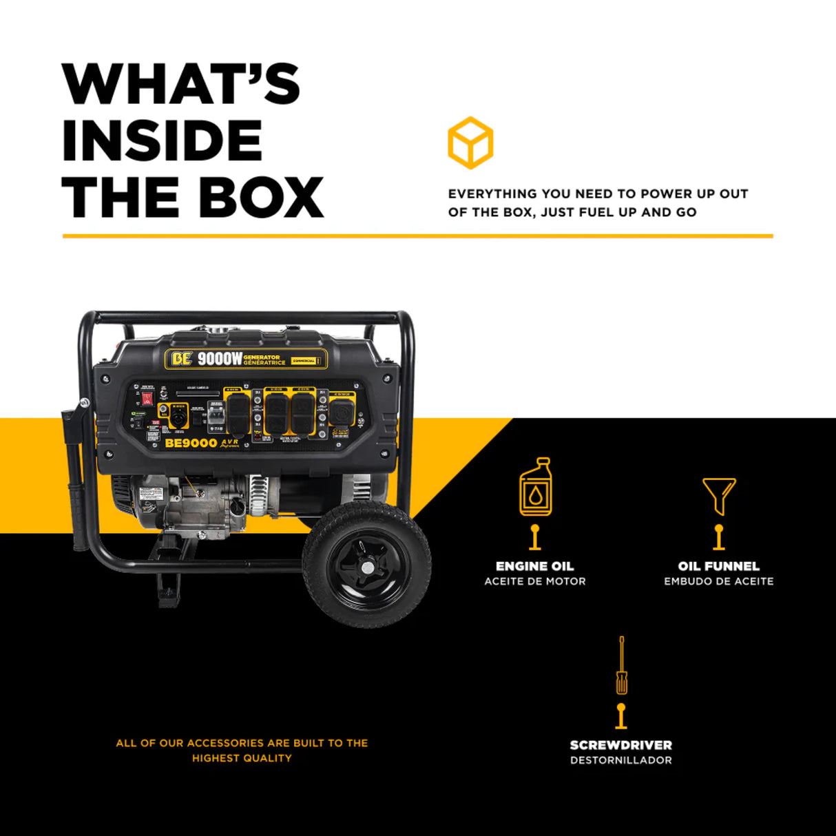 BE Power Equipment 9000W Portable Generator, Powerease 389cc Engine