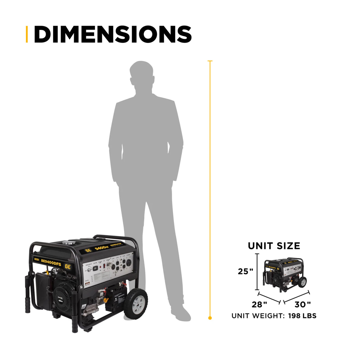 BE Power Equipment BE9400DFS 9400W Dual Fuel Generator 459cc – Electric Start
