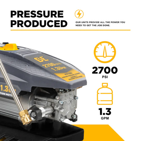 BE Power P2713EN 2,700 PSI 1.3 GPM Cold Water Electric Pressure Washer