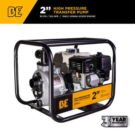 BE Power 2" High-Pressure Water Transfer Pump with Honda GX200 Engine