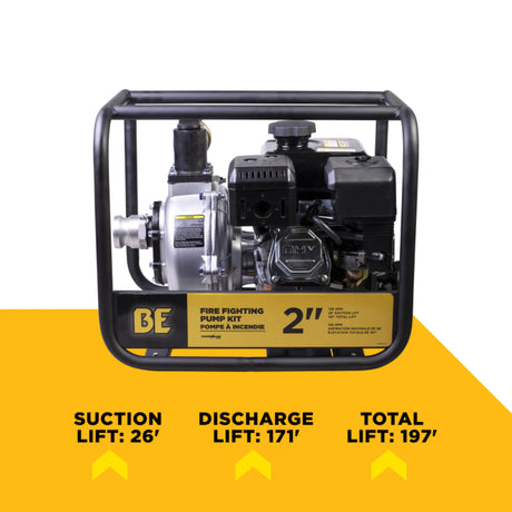 BE Power 2" High-Pressure Water Transfer Pump with Powerease 225 Engine