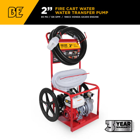 BE Power 2" Gas-Powered Firefighting Pump Kit with Honda GX200 Engine