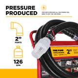 BE Power 2" Gas-Powered Firefighting Pump Kit with Honda GX200 Engine