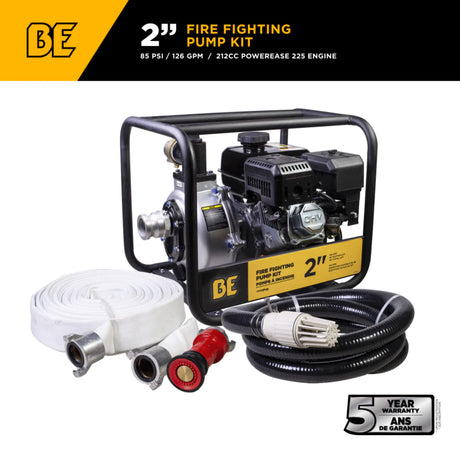 BE Power 2" High-Pressure Firefighting Water Pump with Powerease 225 Engine
