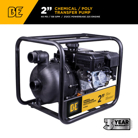 BE Power 2" Gas-Powered Chemical Transfer Pump with Powerease 225 Engine