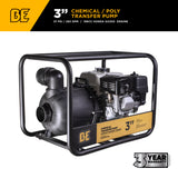 BE Power 3" Gas-Powered Chemical Transfer Pump with Honda GX200 Engine