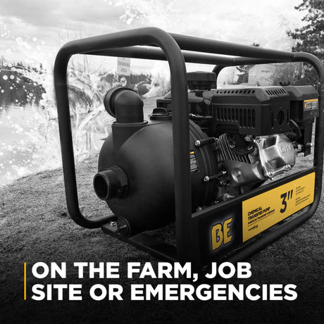BE Power 3" Gas-Powered Chemical Transfer Pump with Honda GX200 Engine