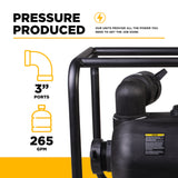 BE Power 3" Gas-Powered Chemical Transfer Pump with Powerease 225 Engine