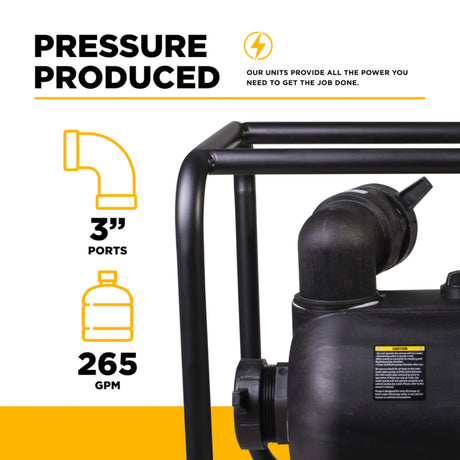 BE Power 3" Gas-Powered Chemical Transfer Pump with Powerease 225 Engine