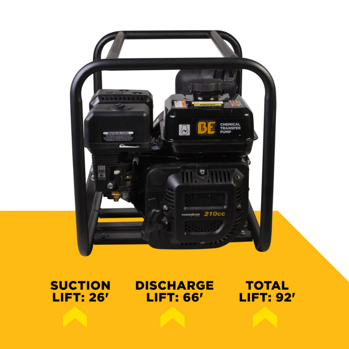 BE Power 3" Gas-Powered Chemical Transfer Pump with Powerease 225 Engine