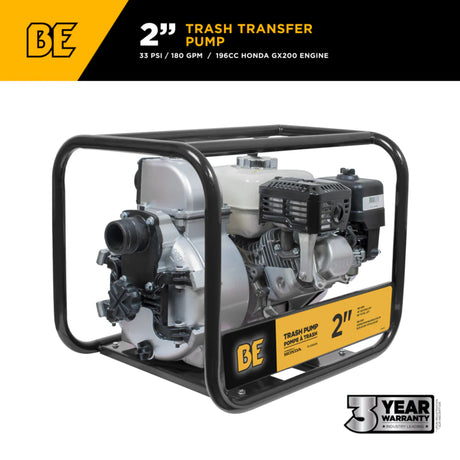 BE Power 2" Trash Transfer Pump with Honda GX200 Engine