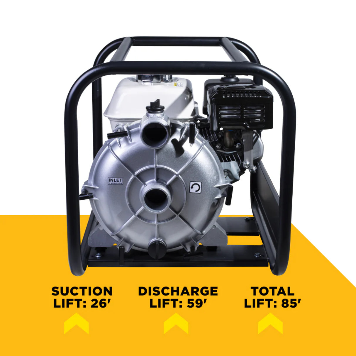 BE Power 2" Gas-Powered Semi-Trash Transfer Pump with Honda GX200 Engine