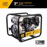 BE Power 3" Gas-Powered Trash Transfer Pump with Honda GX390 Engine