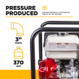 BE Power 3" Gas-Powered Trash Transfer Pump with Honda GX390 Engine