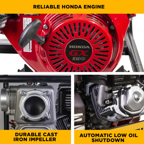 BE Power 4" Gas-Powered Trash Transfer Pump with Honda GX390 Engine