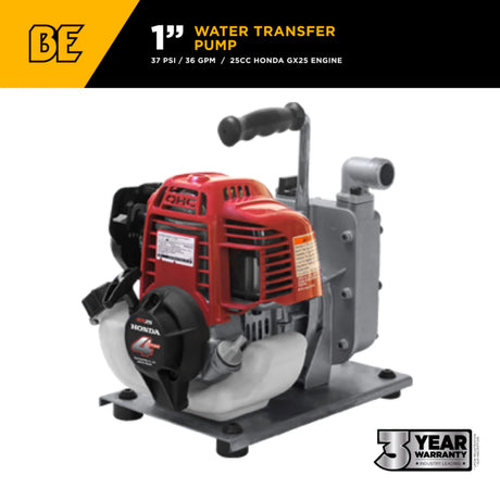 BE Power 1" Gas-Powered Water Transfer Pump with Honda GX25 Engine