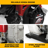 BE Power 1" Gas-Powered Water Transfer Pump with Honda GX25 Engine